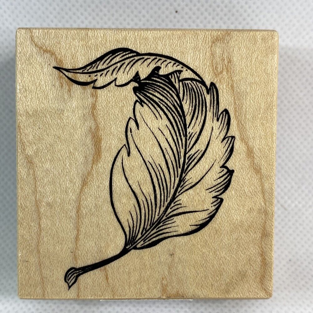 PSX Vintage 2000 Falling Leaf Wood Mounted Rubber Stamp F-3100 New 2 Inch